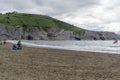 View of the Cantabrian Sea and green nature in Zumaia Basque Country Spain