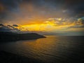View of the Cantabrian Sea at sunset in the Raton de Guetaria Royalty Free Stock Photo