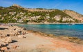 Seaside beach at coast of Canyamel on Majorca island, Spain Royalty Free Stock Photo