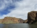 View of Canyon Lake and Rock Formations from a Steamboat in Arizona Royalty Free Stock Photo