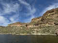 View of Canyon Lake and Rock Formations from a Steamboat in Arizona