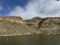 View of Canyon Lake and Rock Formations from a Steamboat in Arizona Royalty Free Stock Photo