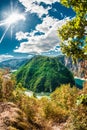 View of Canyon of Piva river and lake in Montenegro