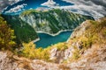 View of Canyon of Piva river and lake in Montenegro