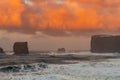 View from cape Dyrholaey, Iceland. Stormy sunrise Royalty Free Stock Photo