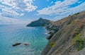 View of Cape Kapchik from the Golitsyn trail. Novyy Svet, Crimea Royalty Free Stock Photo