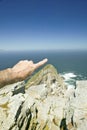 View of Cape Point, Cape of Good Hope, outside Cape Town, South Africa at the confluence of Indian Ocean on right and Atlantic Royalty Free Stock Photo