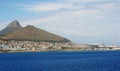 View of Cape Town city bowl form the sea, Table Mountain and Lions Head in the background Royalty Free Stock Photo