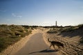 View of Cape Trafalgar lighthouse in Cadiz, Spain with a blue sky in the background Royalty Free Stock Photo