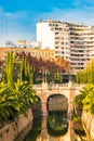 City center of Palma de Majorca with bridge and stream Royalty Free Stock Photo