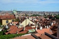 View of the capital city of Prague from roof of the house Royalty Free Stock Photo