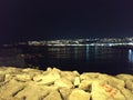 View of Capo Posillipo from Castel dell'Ovo by night. Royalty Free Stock Photo