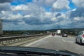 View from a car driving on the german highway A7 from Kiel to Fl