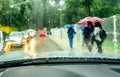 View from the car glass on the rainy day Royalty Free Stock Photo