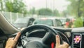 View from the car glass on the rainy day Royalty Free Stock Photo