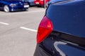 View of a car headlight, close up ofa sports car headlight