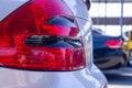 View of a car headlight, close up ofa sports car headlight