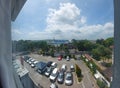 View car parking from hotel and apartemen
