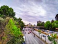 View of car traffic and sky