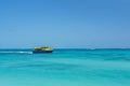 View from Caracol Beach at the Hotel Zone, Cancun with the ferry, beautiful turquoise Ocean