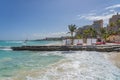 View from Caracol Beach to the lighthouse at the Hotel Zone, Cancun, Mexico