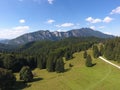 Caraiman mountain in a sunny day. Bird view