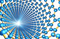 View through Carbon Nanotube, Blue Atoms and Orange Bonds Royalty Free Stock Photo