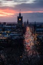 The Balmoral and Princes Street at sunset in Edinburgh