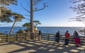 View of Carmel Bay and Lone Cyprus at Pebble Beach, 17 Mile Drive, Peninsula, Monterey, California, United States of Royalty Free Stock Photo