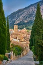 View At carrer del Calvari With Typical Old Houses And City Center PollenÃÂ§a, old village on the island Palma Mallorca, Spain Royalty Free Stock Photo