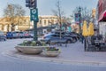 View of the cars parked by a paved street captured in McKinney, Texas, United States