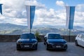 View of the cars of the two captain regents of the Republic of San Marino parked outside the governmental palace