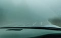 View Through The Cars Windshield In The Winter Fog On The Road