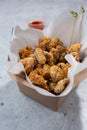 carton of popcorn chicken Royalty Free Stock Photo