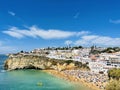 View of Carvoeiro fishing village with beautiful beach, Algarve