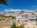 View of Carvoeiro fishing village with beautiful beach, Algarve