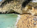 View of Carvoeiro fishing village with beautiful beach, Algarve