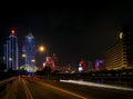 View of casino buildings at night in macau city china