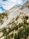 Road climbing to Col d`Izoard, French Alps, vertical Royalty Free Stock Photo