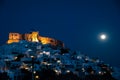 View of a full moon night in Astypalaia, an aegean island of Greece