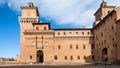 View Castel Estense in Ferrara city from Piazza