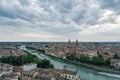 View from Castel Pietro of Verona City skyline with Adige river and Sant`Anastasia church
