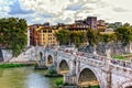 View from Castel Sant`Angelo on the Pons Aelius with the Statues of 10 angels Royalty Free Stock Photo