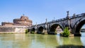 View of Castel Sant'Angelo from under the bridge , Rome, Italy Royalty Free Stock Photo