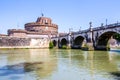 View of Castel Sant'Angelo from under the bridge , Rome, Italy Royalty Free Stock Photo