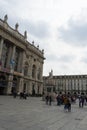 Cityscape of Turin, Italy - Castello Square with Palazzo Madama, March 2018 Royalty Free Stock Photo