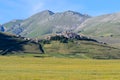 View of Castelluccio of Norcia in Umbria Italy.