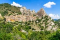 View of Castelmezzano, a typical village under the peaks of the