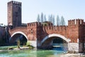 View of Castelvecchio Bridge on Adige River Royalty Free Stock Photo