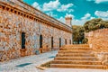 View of Castillo de Montjuic  on mountain Montjuic in  Barcelona, Spain Royalty Free Stock Photo